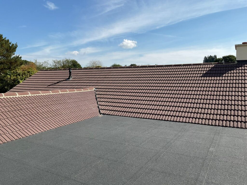 This is a photo of a roof which has just been repaired works carried out by TRP Roofing Kingswood